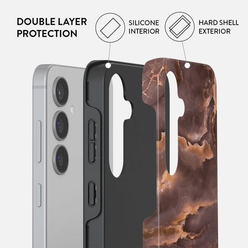 Fire Wood - Brown Marble Samsung Galaxy S24 FE Case 2