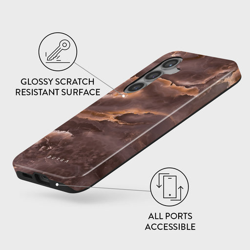 Fire Wood - Brown Marble Samsung Galaxy S24 FE Case 3