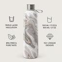 Snowstorm - Grey Marble Water Bottle 3