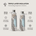Snowstorm - Grey Marble Water Bottle 6