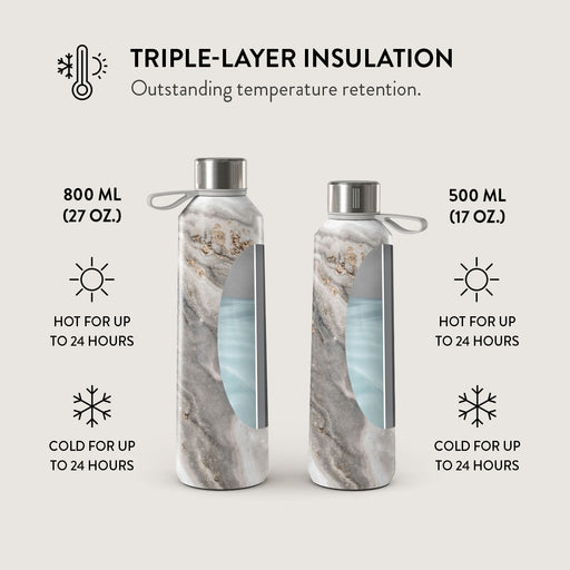 Snowstorm - Grey Marble Water Bottle 6