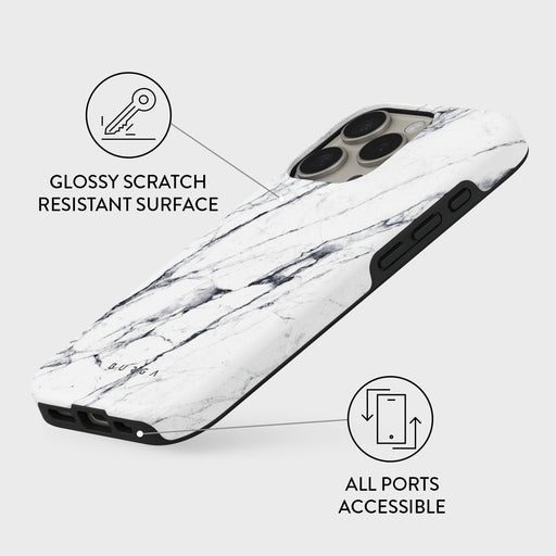 Satin White - Marble iPhone 16 Pro Max Case 3