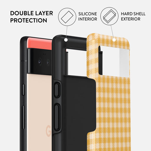 Tuscan Sun - Yellow Plaid Google Pixel 6a Case 2