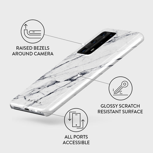 Satin White - Marble Huawei P40 Pro Plus Case 3
