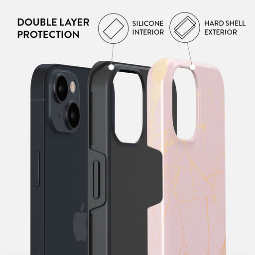 Peachy Gold - Pink Marble iPhone 14 Case 6