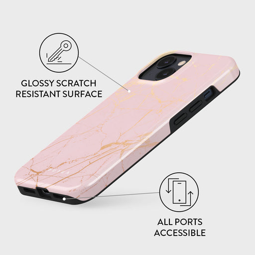 Peachy Gold - Pink Marble iPhone 14 Case 7