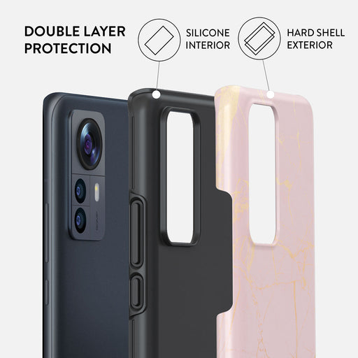 Peachy Gold - Pink Marble Xiaomi 12 Pro Case 2