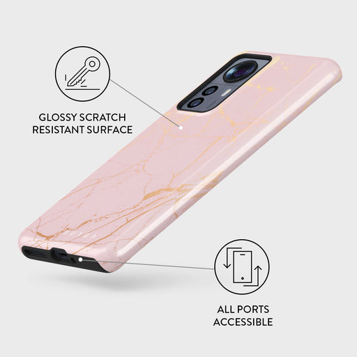 Peachy Gold - Pink Marble Xiaomi 12 Pro Case 3