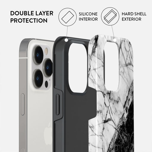 Fatal Contradiction - Black & White Marble iPhone 13 Pro Case 6
